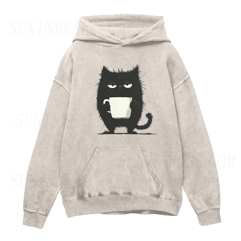 Funny Black Cat Coffee Unisex Hoodie