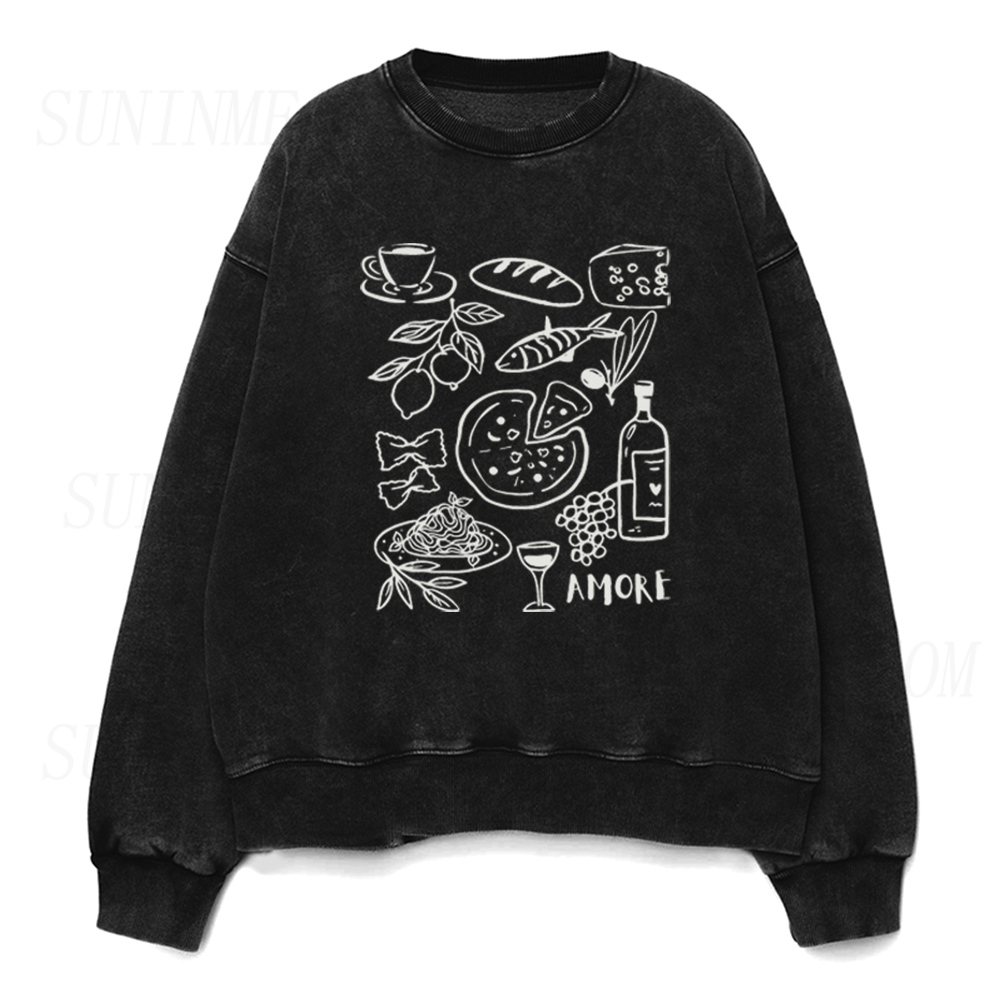 Amore Italian Food Sketch Unisex Crewneck Sweatshirt