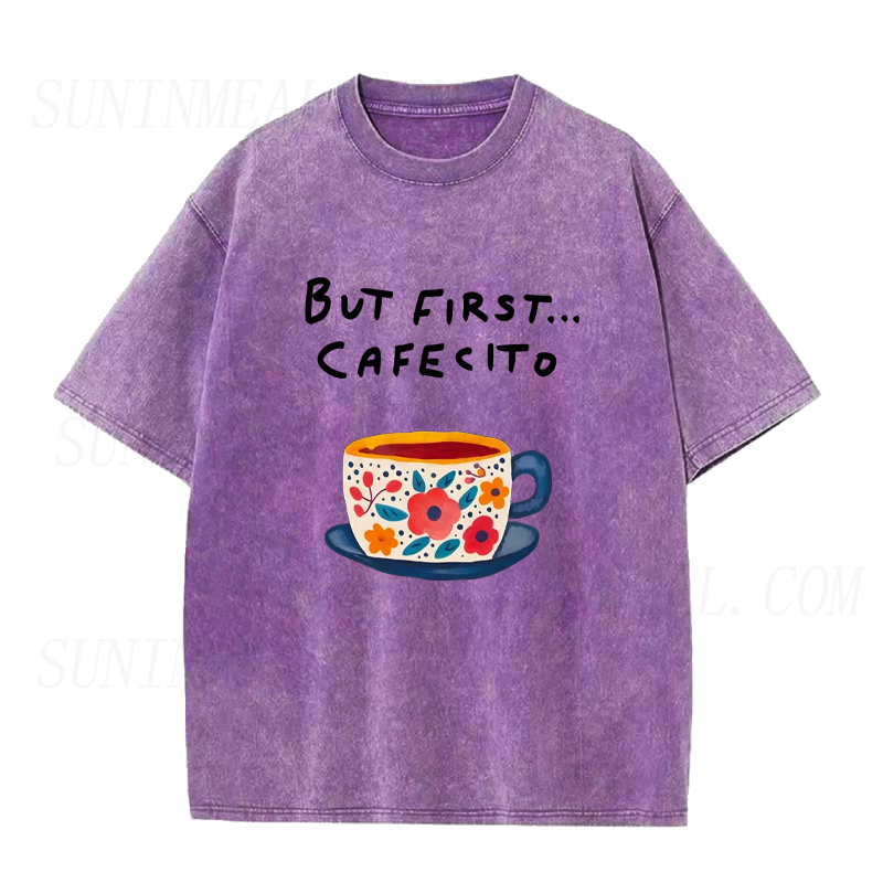 But First Cafecito Floral Coffee Cup Unisex Tee