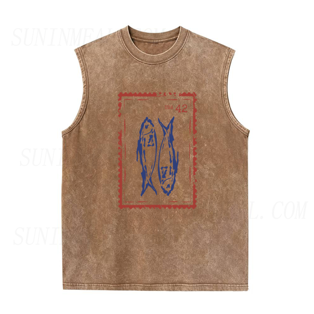 Fish Vintage Stamp Unisex Tank Top