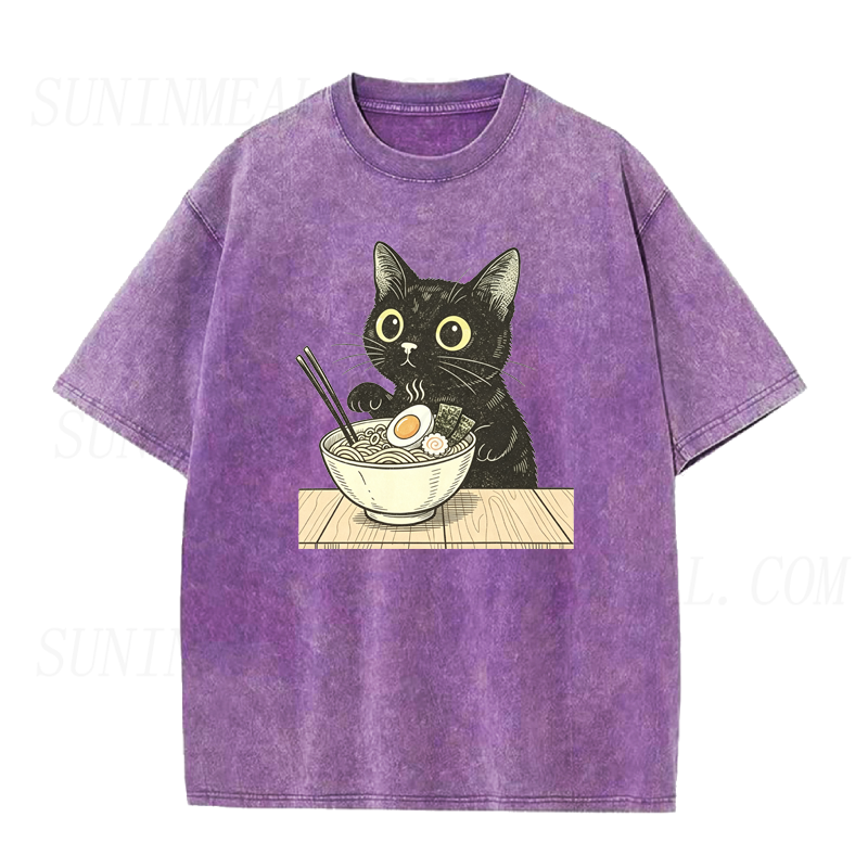 Cat Eating Ramen Unisex Tee