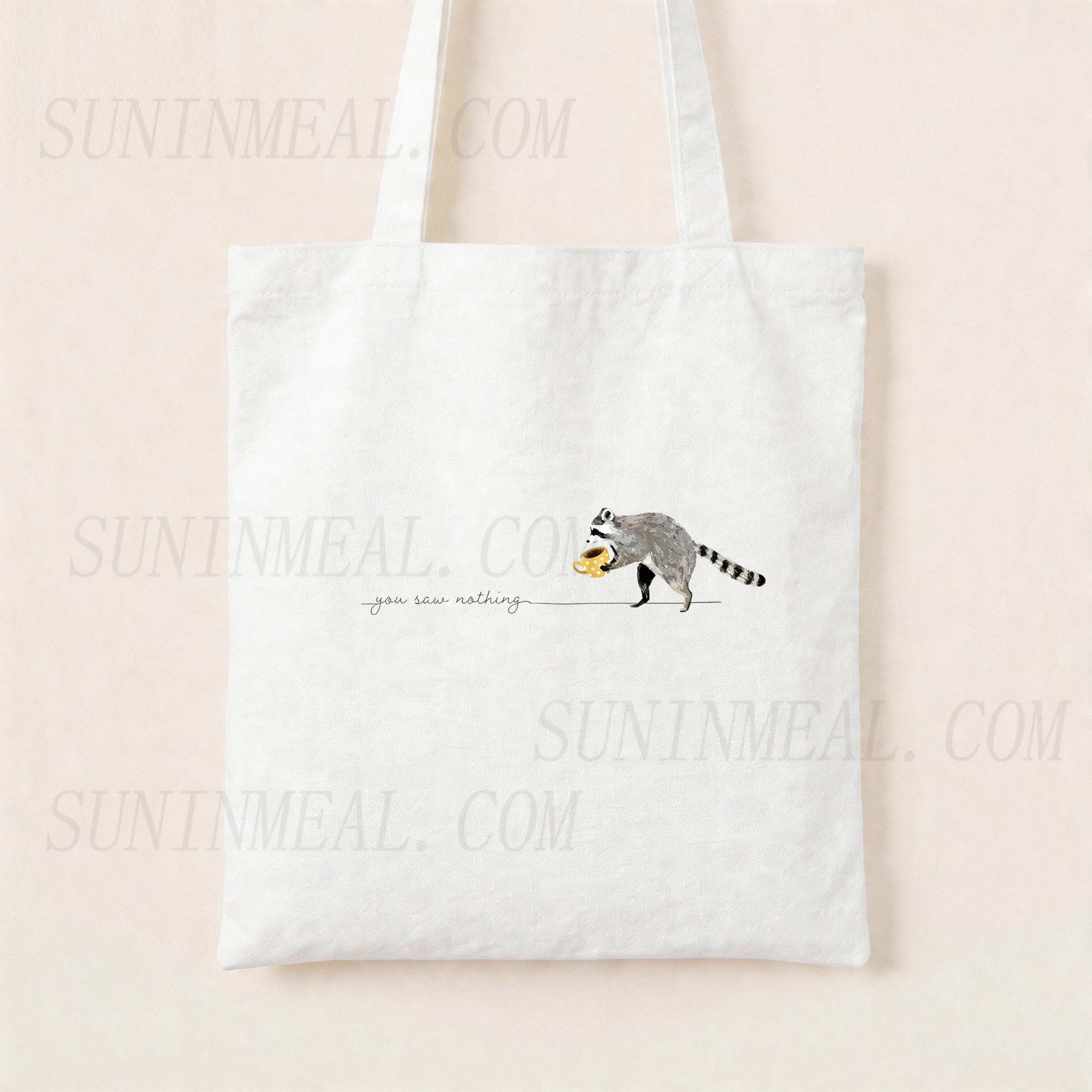 You Saw Nothing Raccoon Coffee Canvas Tote Bag