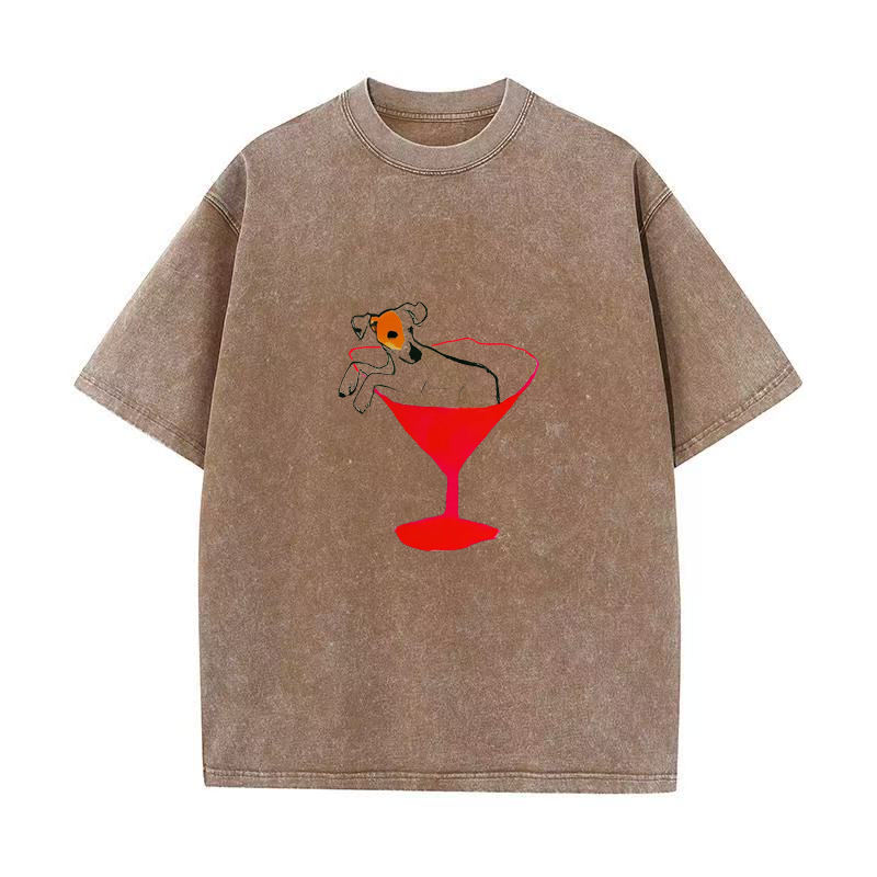 Jack Russell Dog with Red Martini unisex Tee