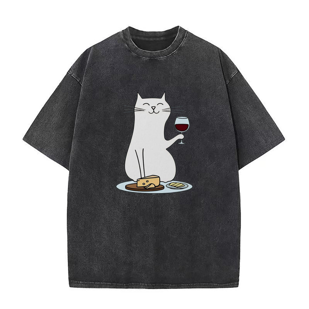 cat , Cheese and wine Unisex Tee