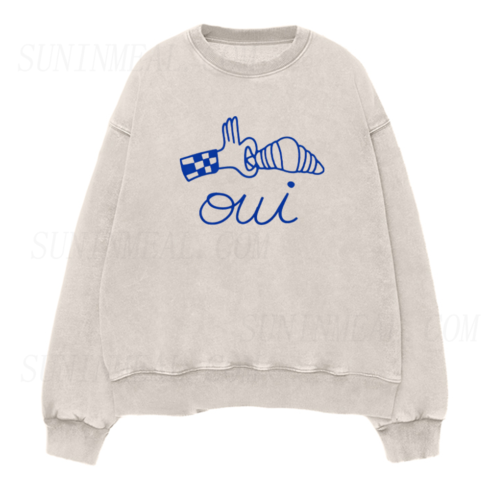 Oui Croissant French Unisex Crewneck Sweatshirt