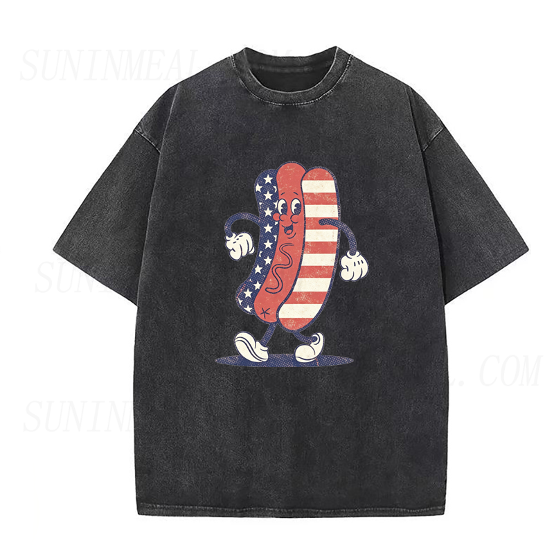 American Flag Hot Dog Mascot Unisex Tee