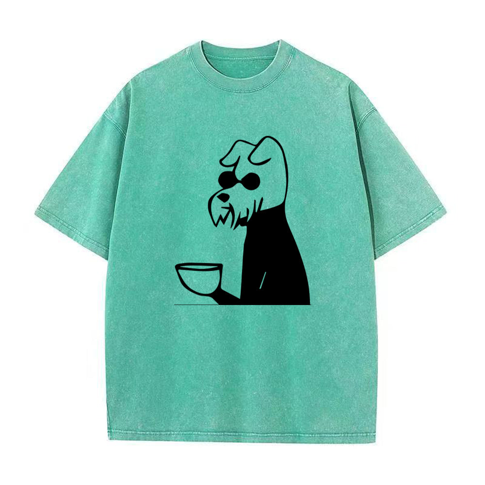 Dog Drinking a Cup of Coffee Unisex Tee