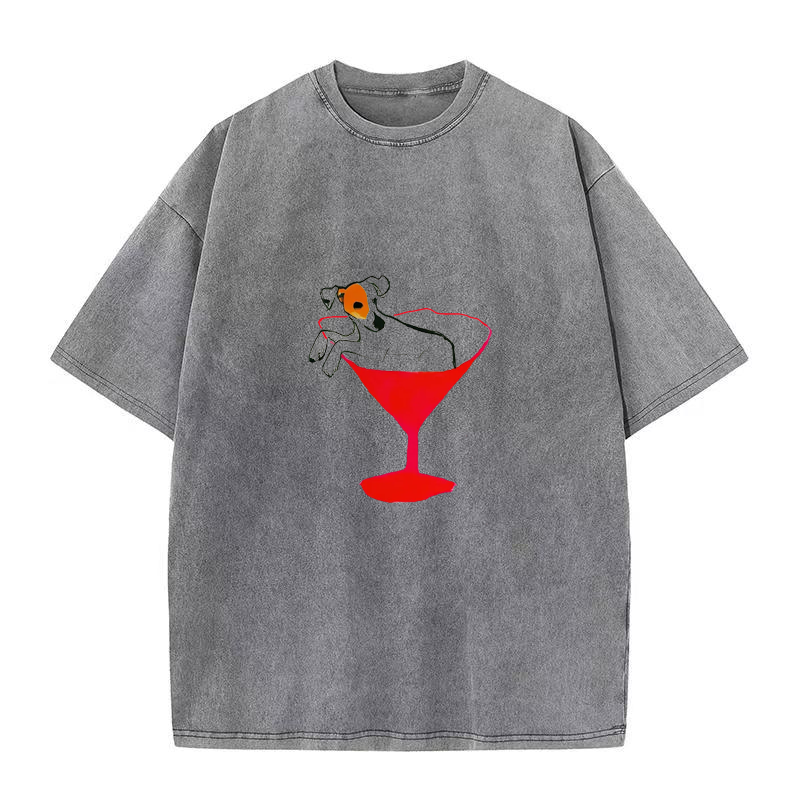 Jack Russell Dog with Red Martini unisex Tee