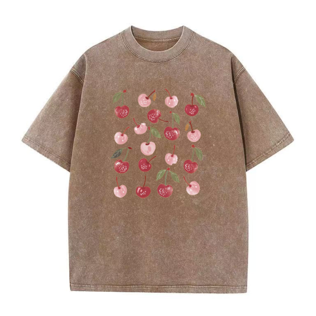 キュートなチェリー柄ユニセックスTシャツ