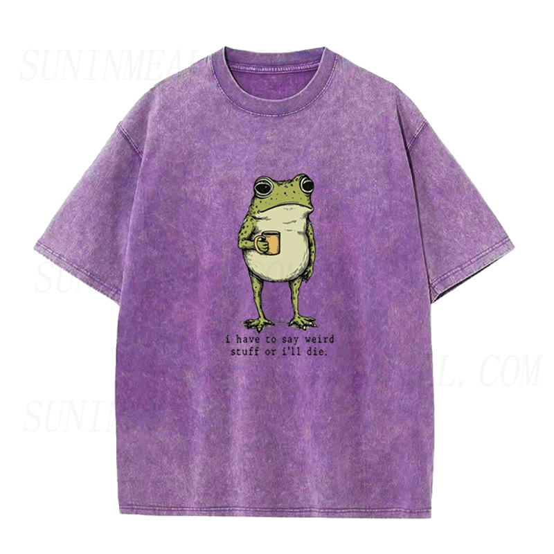 I Have to Say Weird Stuff Or I'll Die Frog Drinking Coffee Unisex Tee