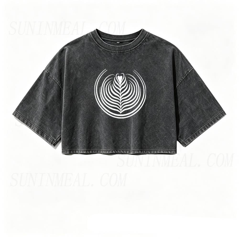 Coffee Latte Art Oversized Crop Tee