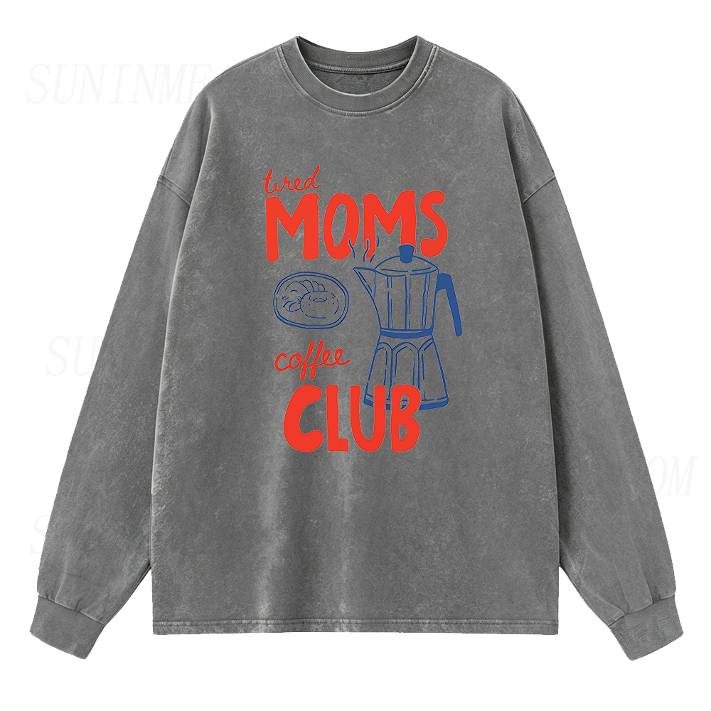 Tired Moms Coffee Club Long Sleeve Unisex Tee