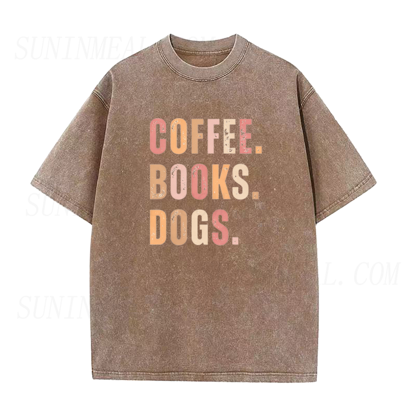 Coffee Books Dogs Unisex Tee