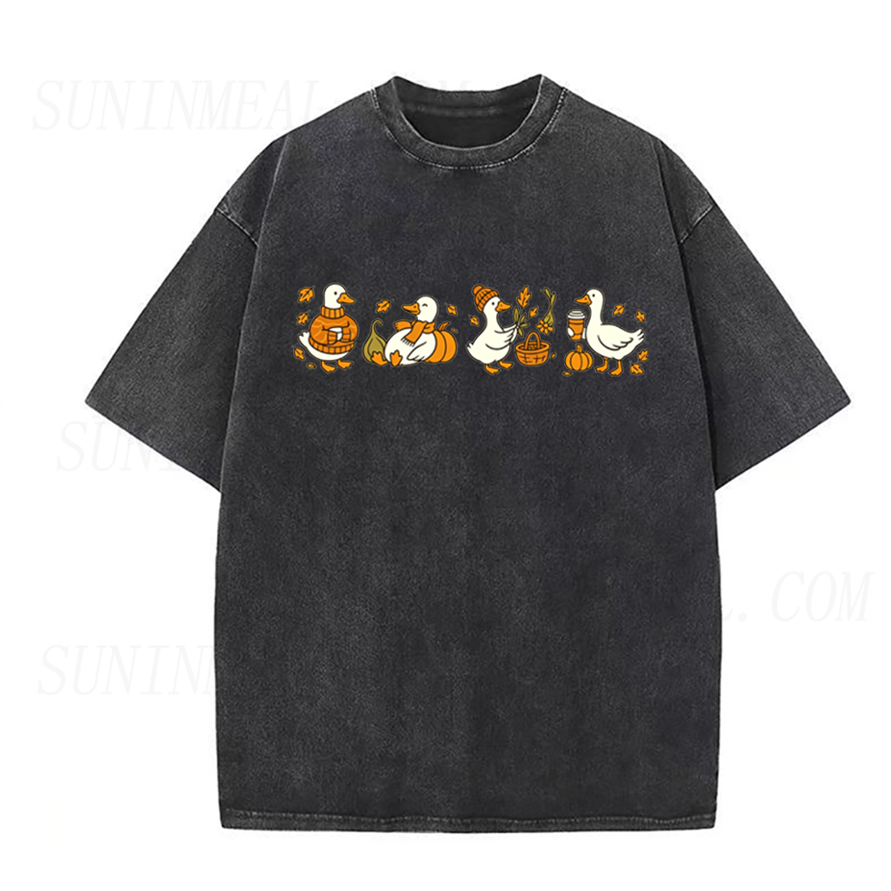 Fall Cute Goose Pumpkin Unisex Tee