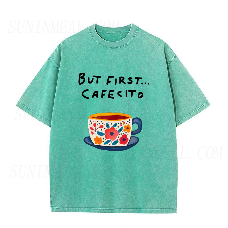 But First Cafecito Floral Coffee Cup Unisex Tee