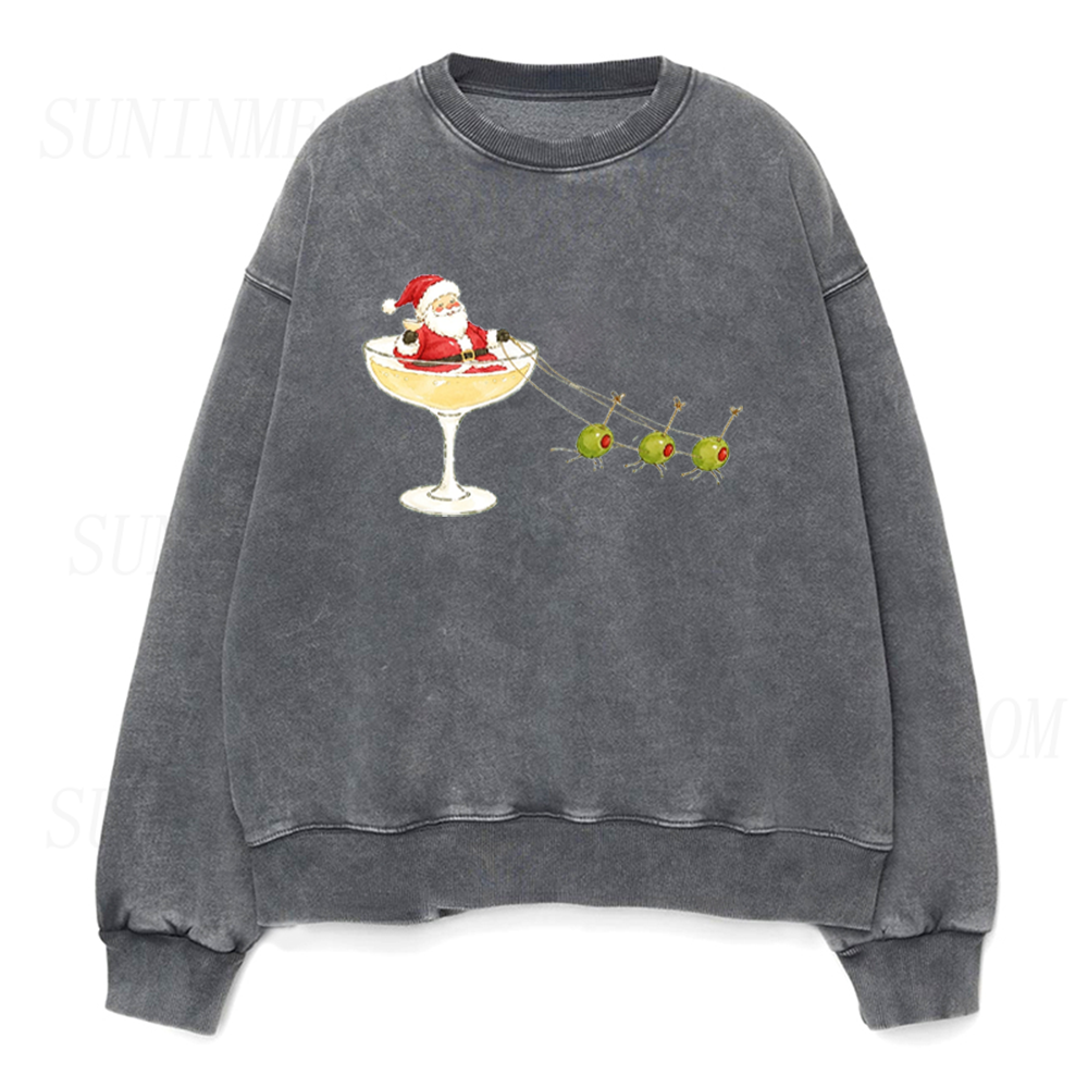 Christmas Party Santa Cocktail Olive Unisex Crewneck Sweatshirt
