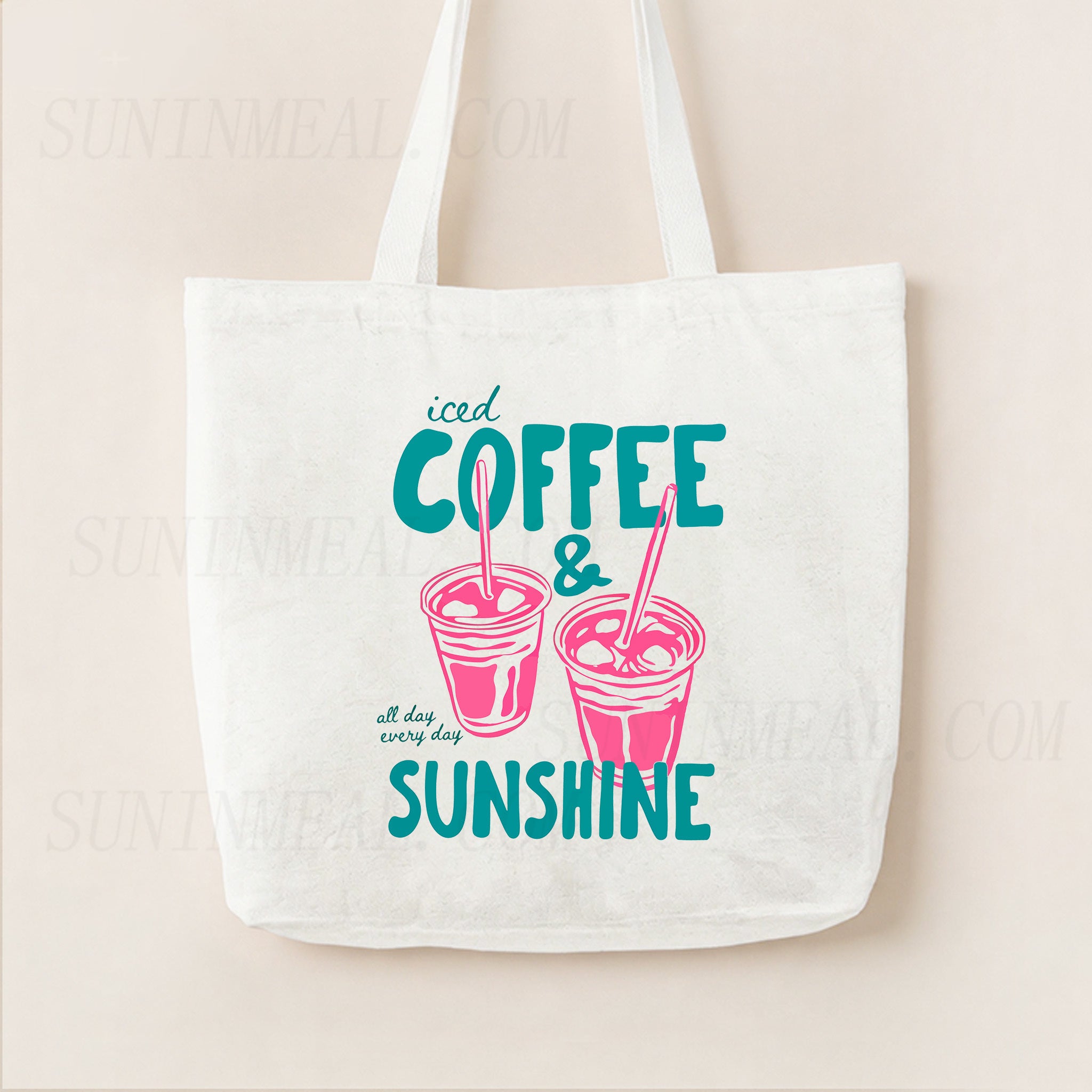 Iced Coffee and Sunshine Canvas Tote Bag
