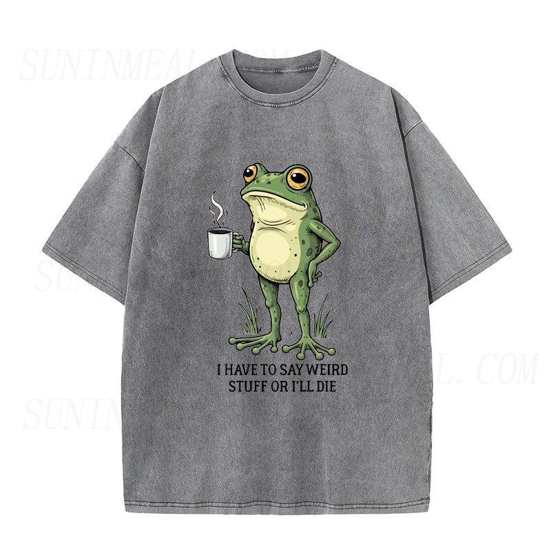 I Have To Say Weird Stuff Or I’ll Die Frog With Coffee Unisex Tee