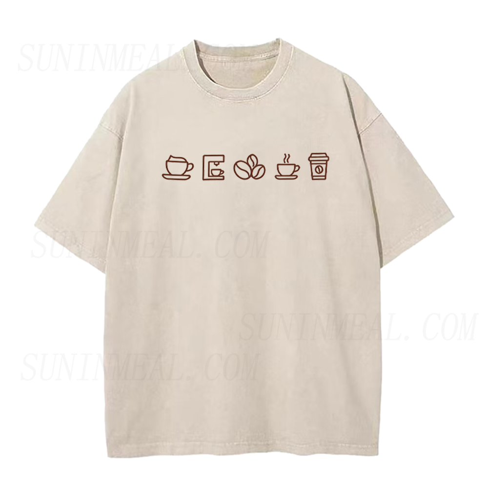 Minimal Coffee Icons Unisex Tee