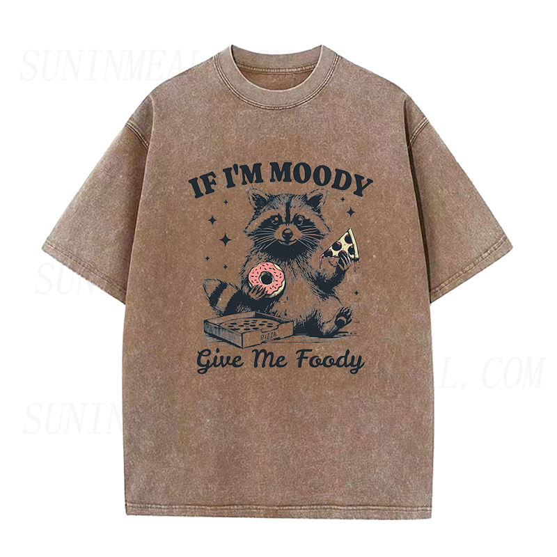 Retro Raccoon If I'm Moody Give Me Foody Unisex Tee