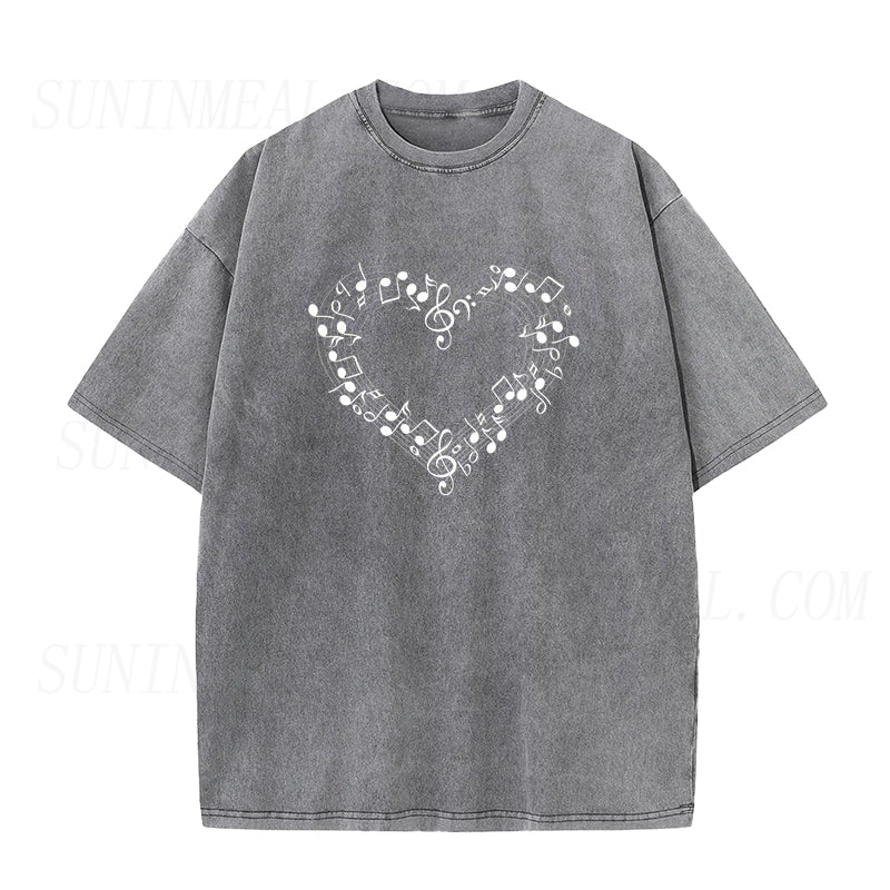 Musical Notes Symbol Love Heart Unisex Tee
