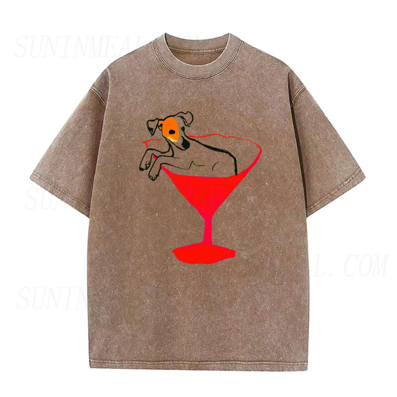 Jack Russell Dog with Red Martini unisex Tee