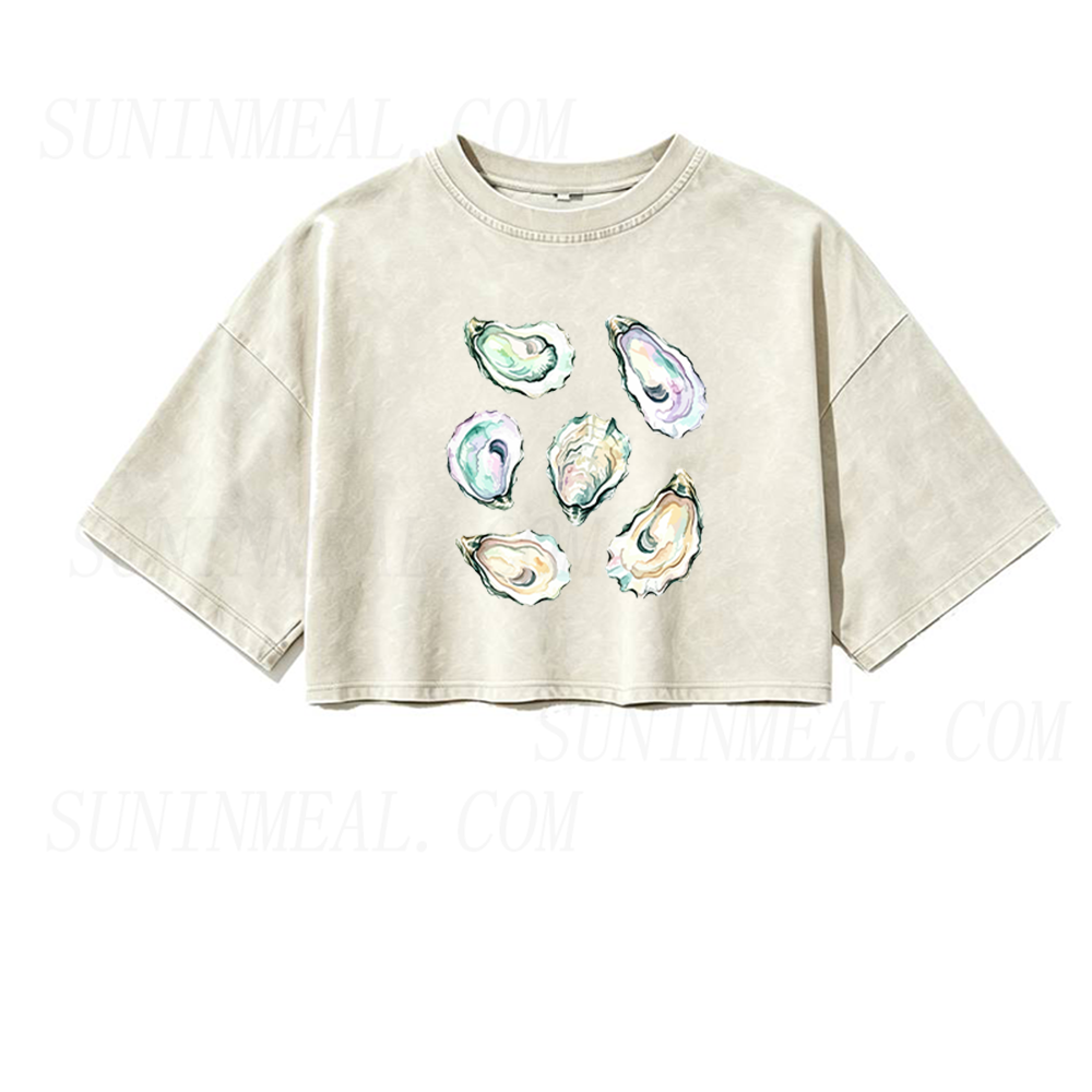 Oyster Shell Oversized Crop Tee
