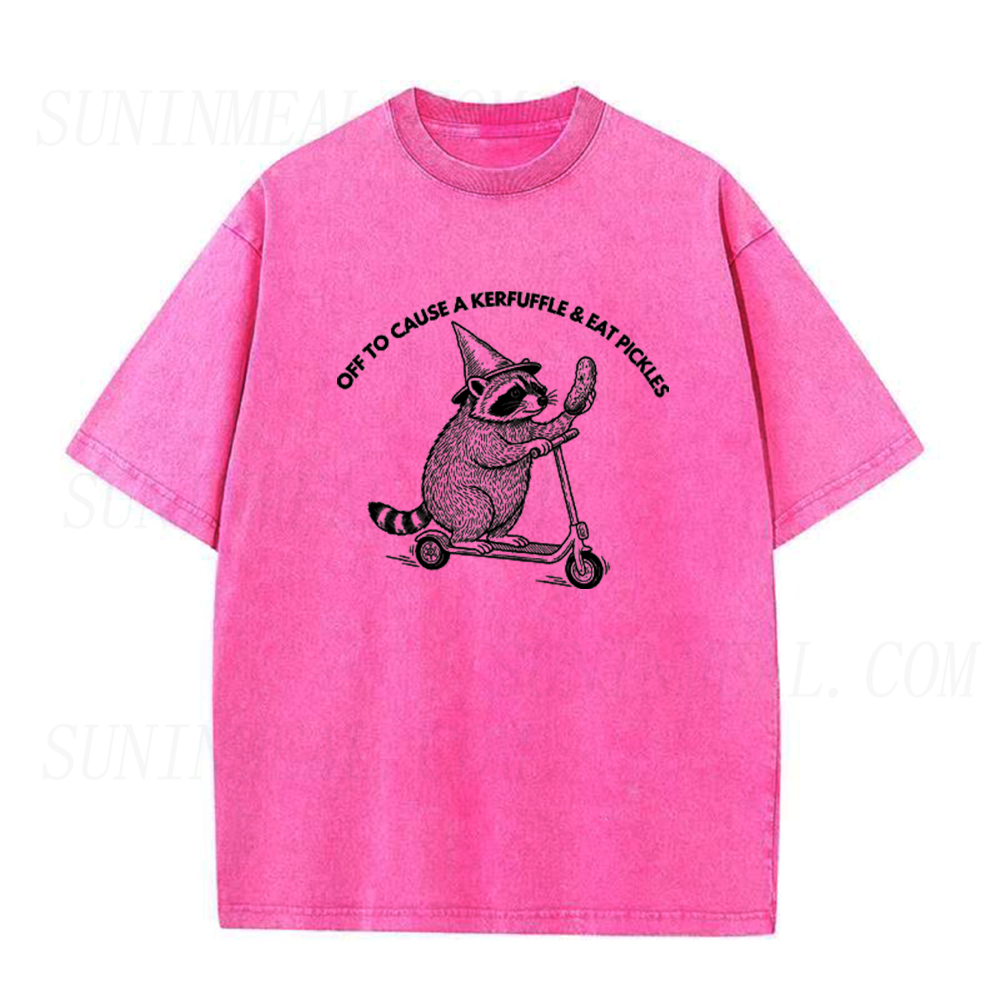 Off To Cause A Kerfuffle & Eat Pickles Raccoon Unisex Tee
