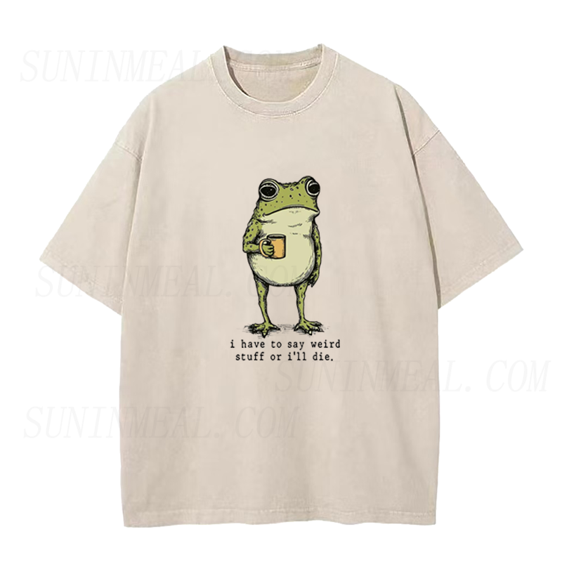 I Have to Say Weird Stuff Or I'll Die Frog Drinking Coffee Unisex Tee