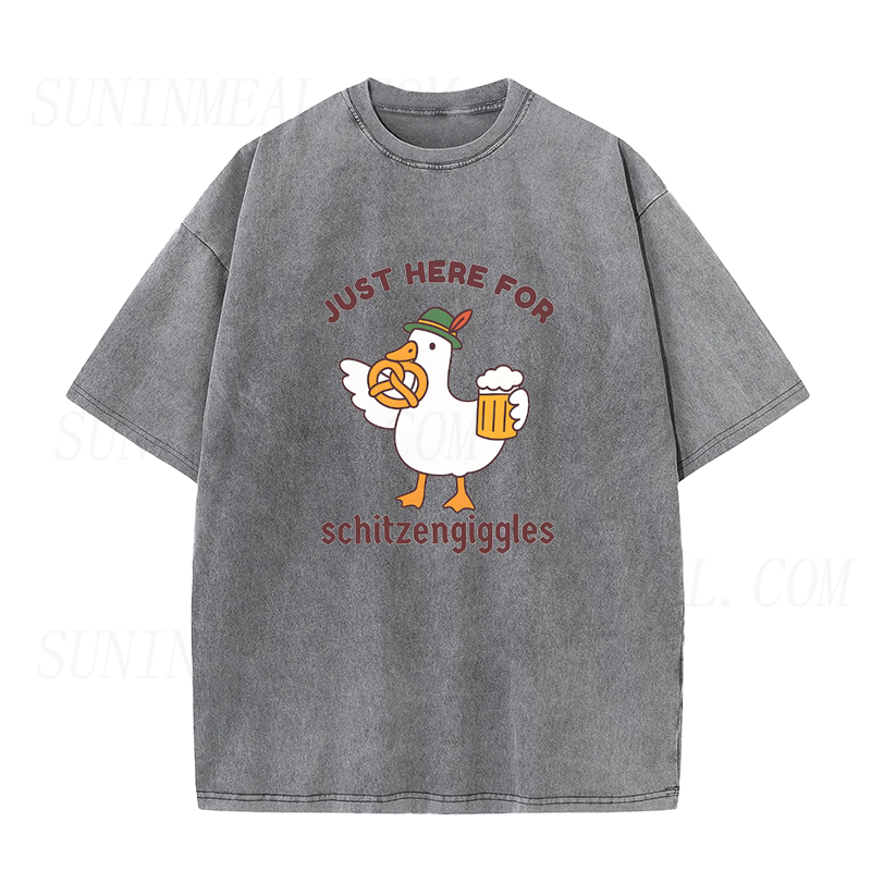 Just Here for Schitzengiggles Funny Oktoberfest Silly Goose Unisex Tee