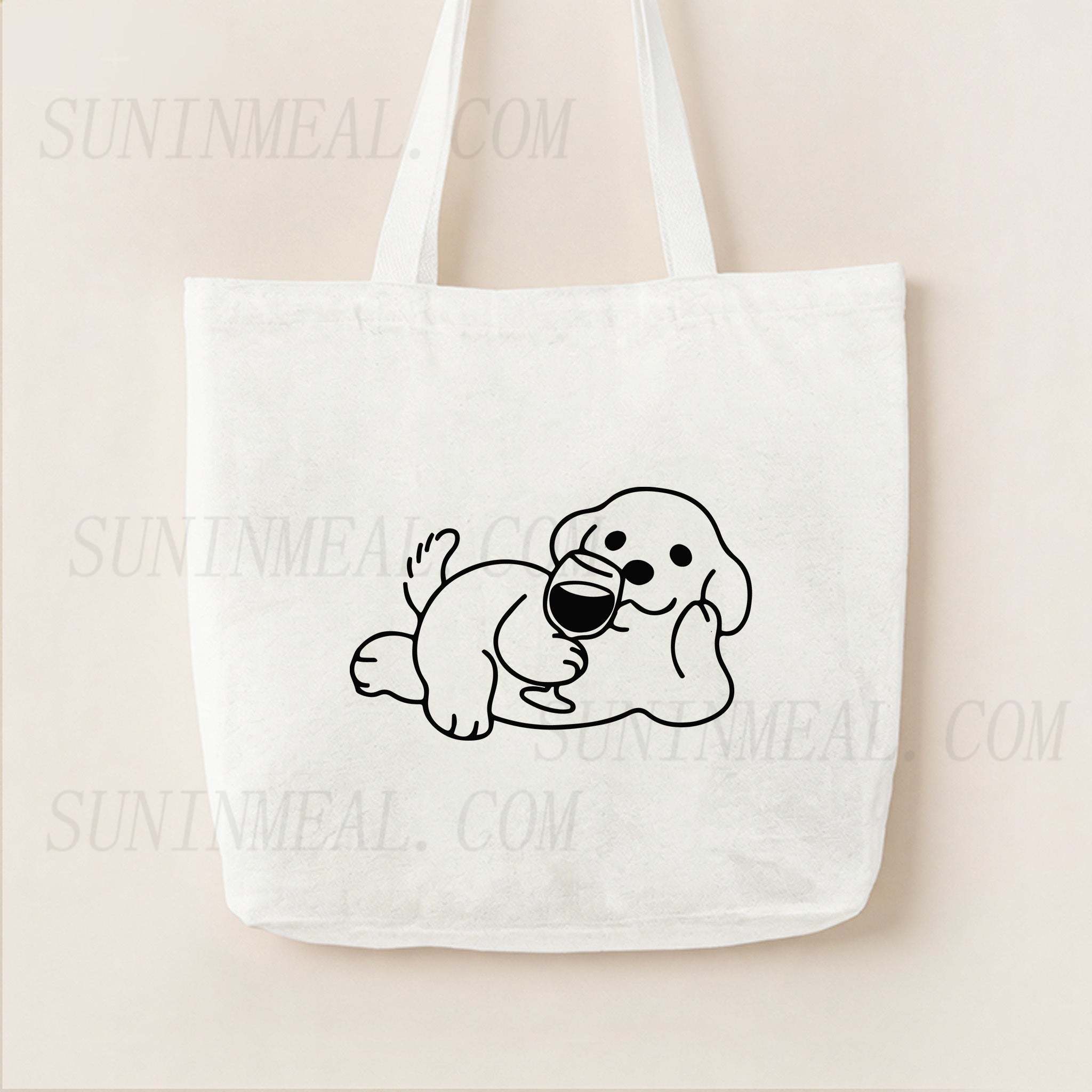 Wine Dog Canvas Tote Bag