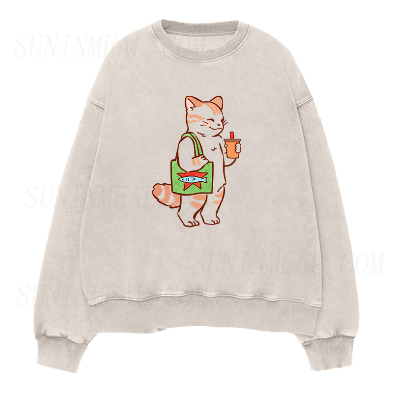Coffee Cat Unisex Crewneck Sweatshirt