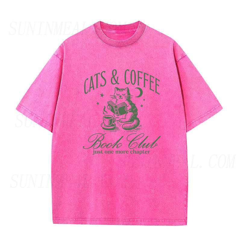 Coffee Cat and Book Lovers Unisex Tee
