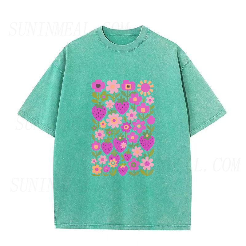 Strawberry Floral Unisex Tee