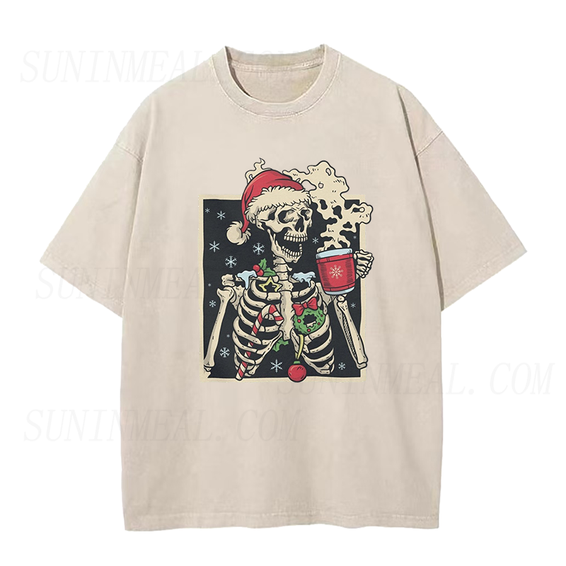 Dead Inside Skeleton Coffee Christmas Unisex Tee