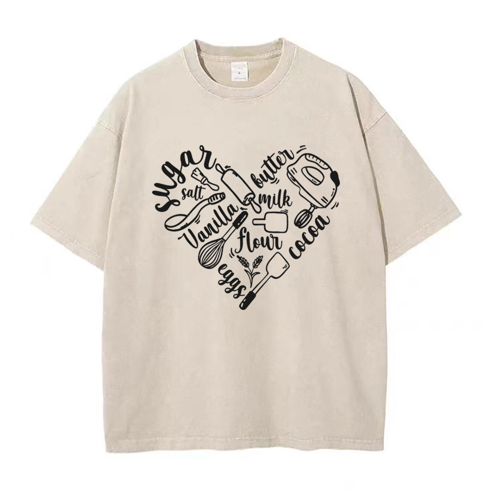 I Love Baking ハート ユニセックス Tシャツ