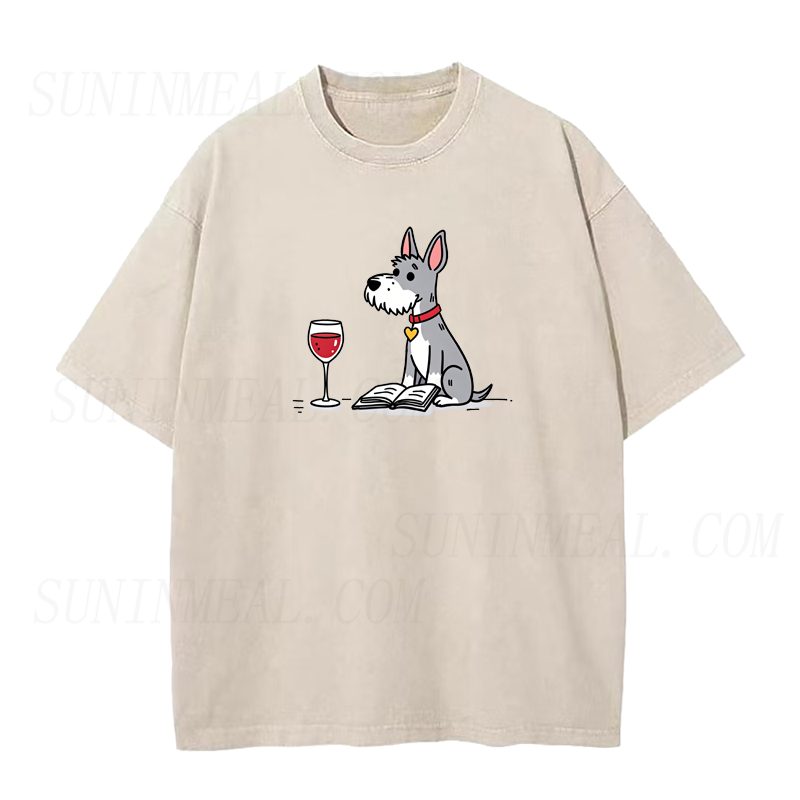 Book & Wine Schnauzer Unisex Tee