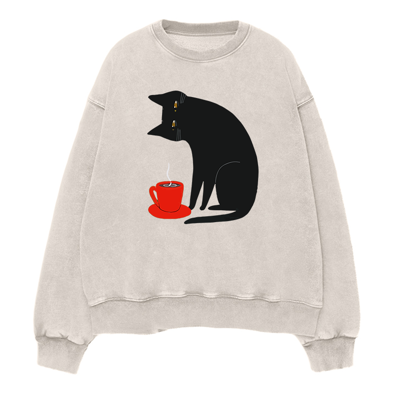 Black Cat Red Cup Unisex Crewneck Sweatshirt