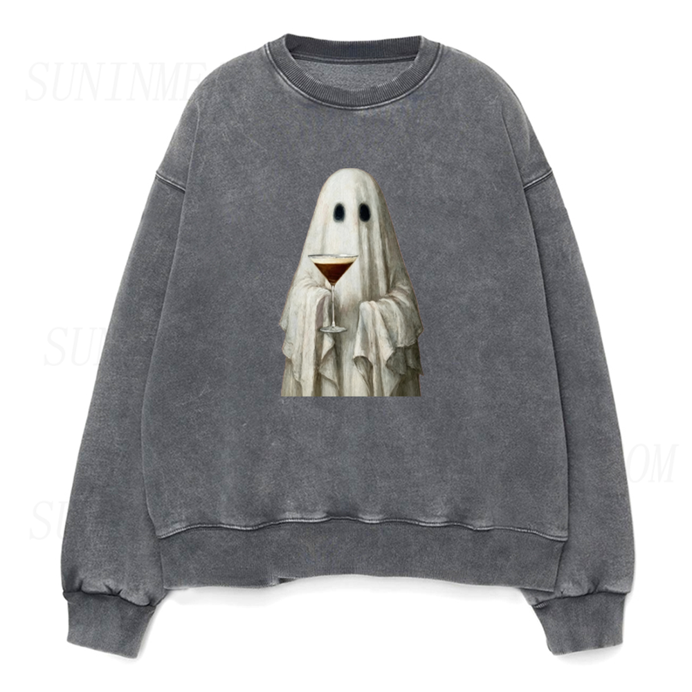 Cute Ghost with Espresso Martini Unisex Crewneck Sweatshirt