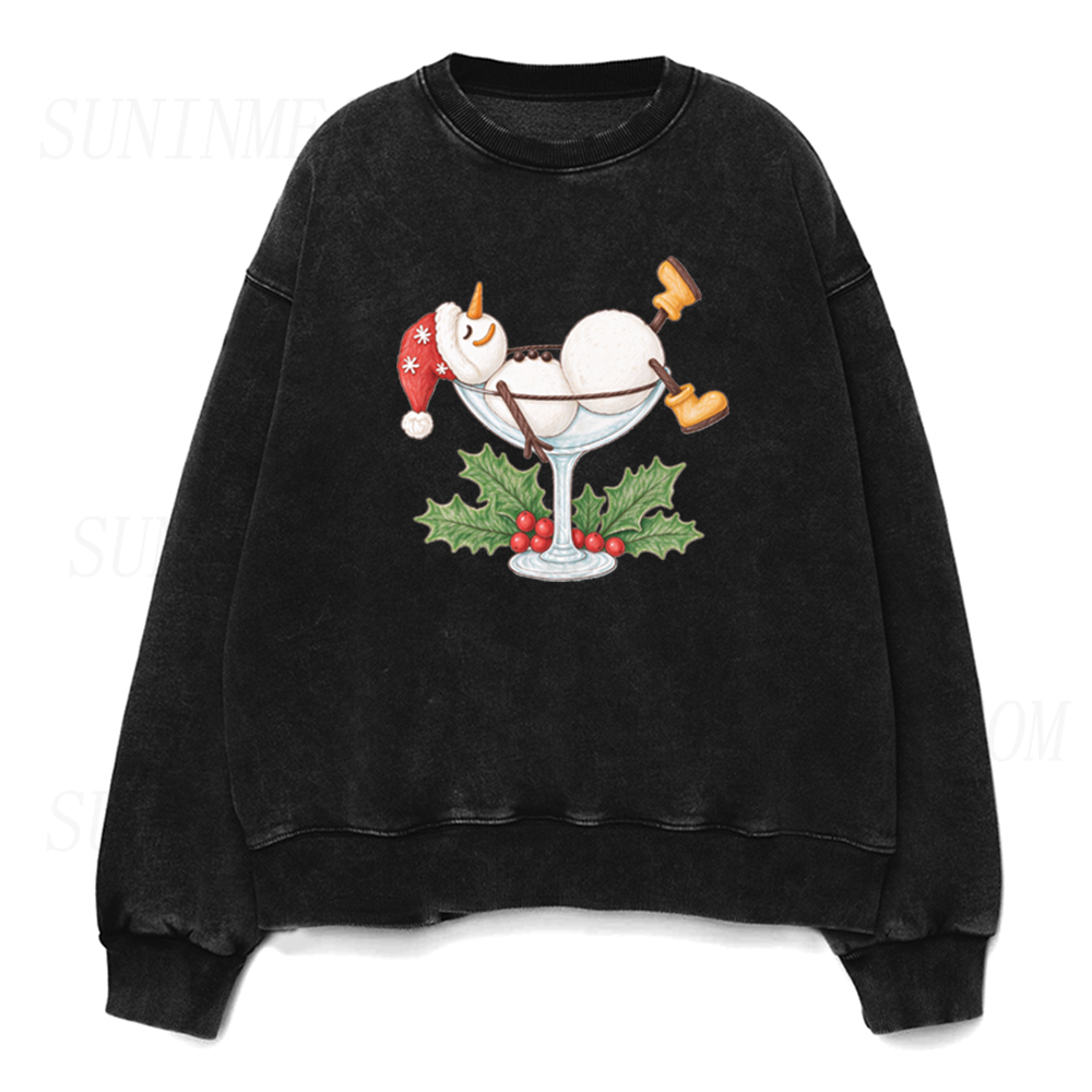 Christmas Snowman Martini Holiday Unisex Crewneck Sweatshirt