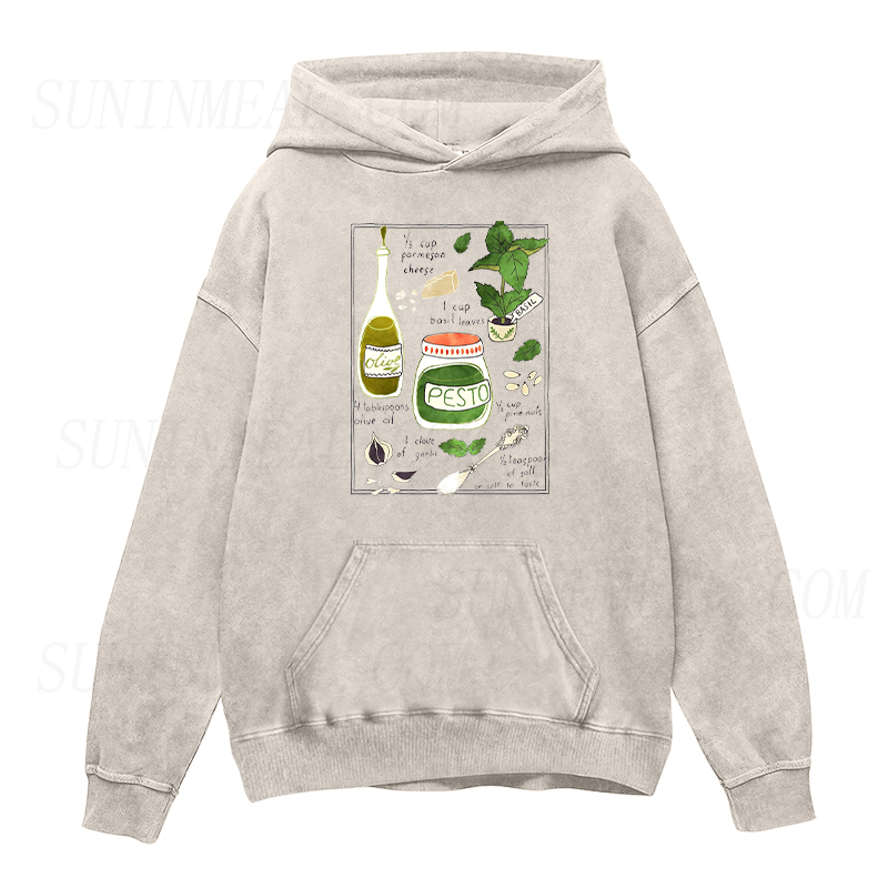 Pesto illustrated recipe Unisex Hoodie