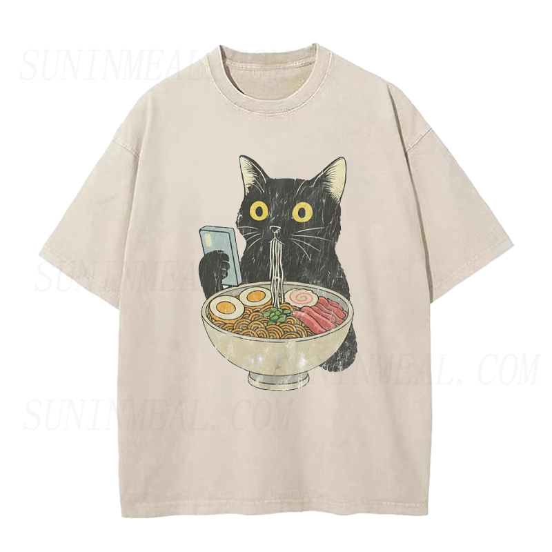 Cat Eating Ramen Tee