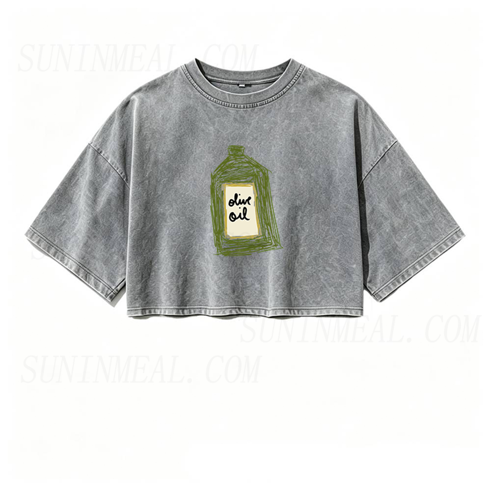 Olive Oil Oversized Crop Tee