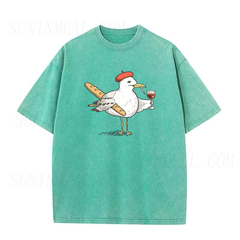 Baguette and Wine Seagull Unisex Tee