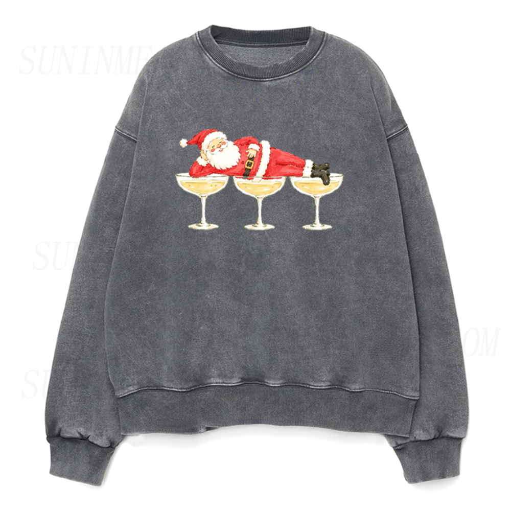 Funny Santa Champagne Christmas Graphic Unisex Crewneck Sweatshirt