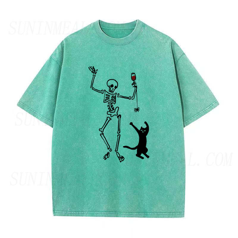 dancing skeleton and cat Unisex Tee