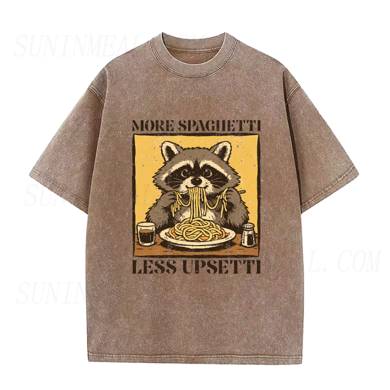 More Spaghetti Less Upsetti Raccoon Unisex Tee