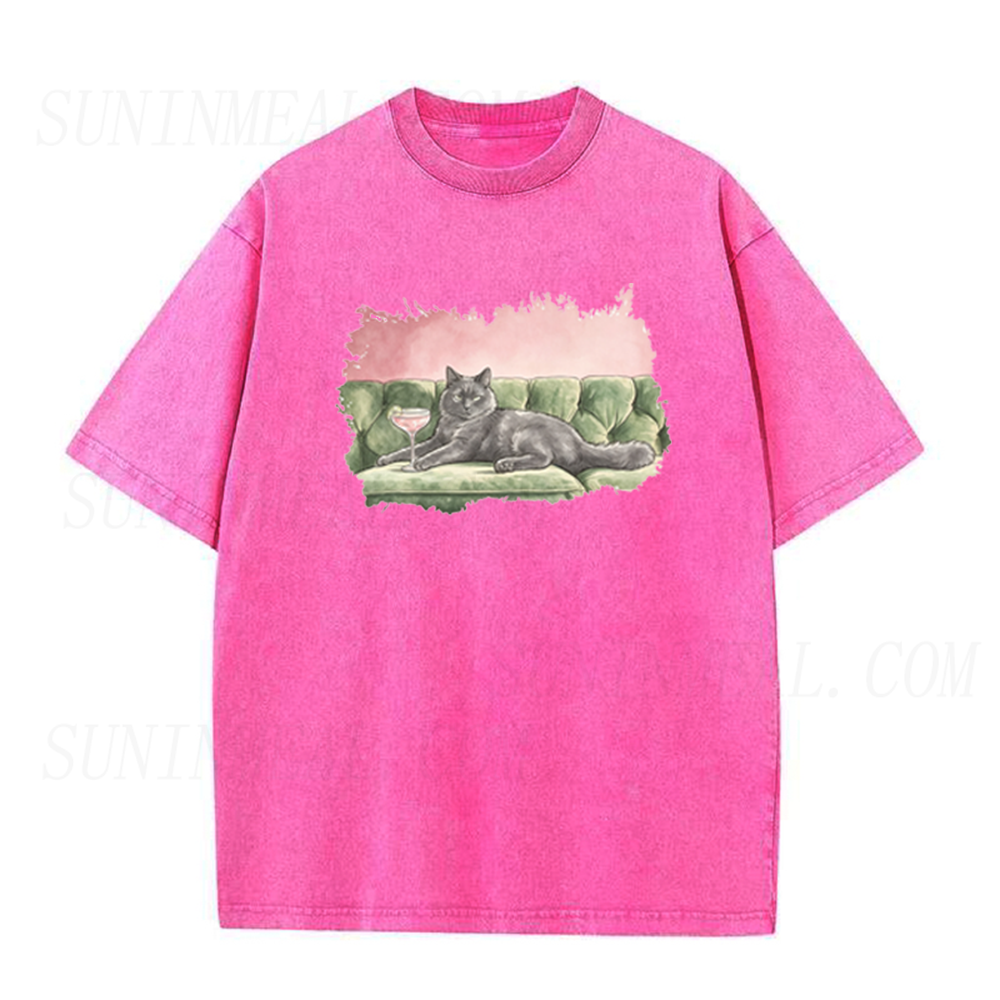 Retro Black Cat Martini Unisex Tee