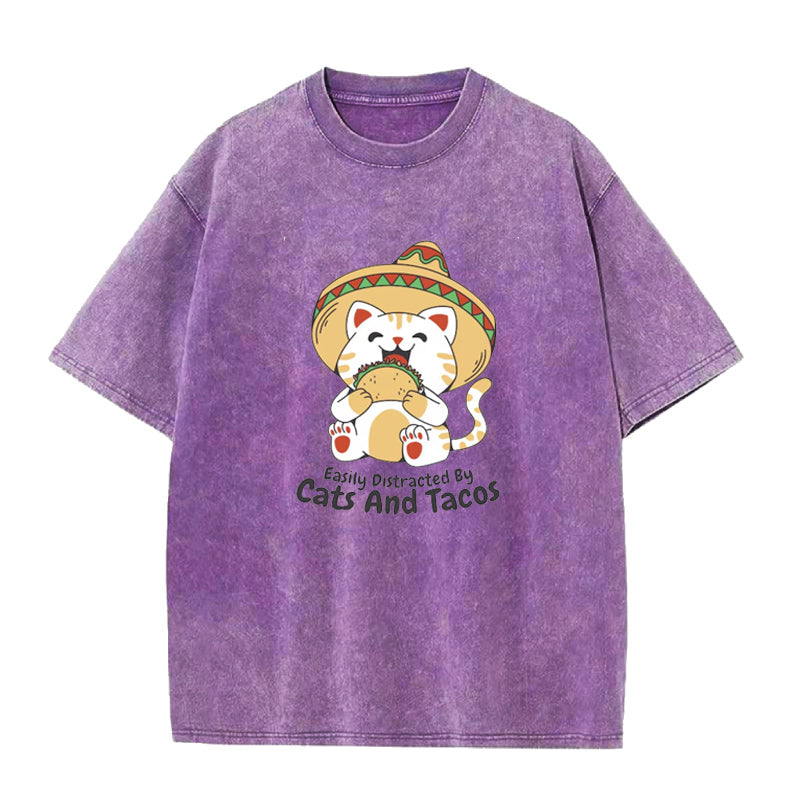 Easily Distracted By Cats And Tacos Unisex Tee