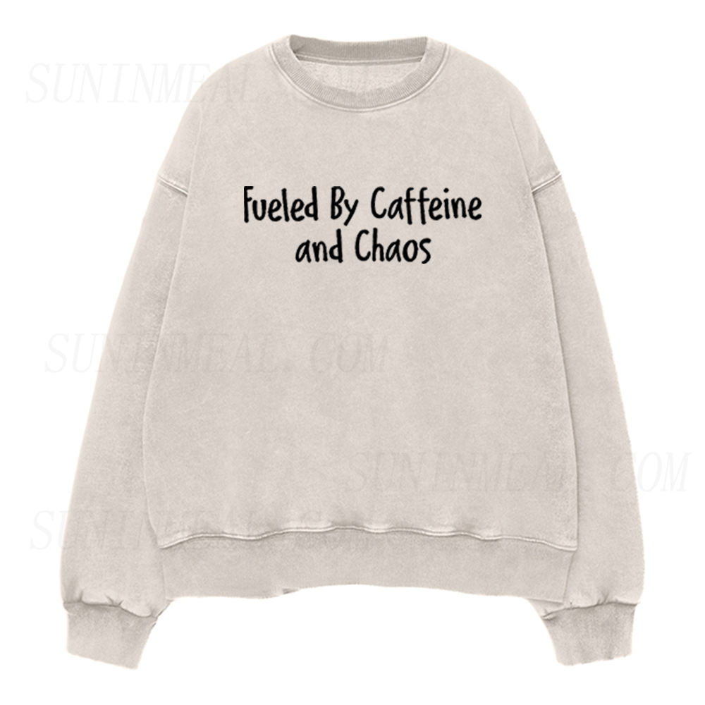 Funny Fueled By Caffeine and Chaos Unisex Crewneck Sweatshirt